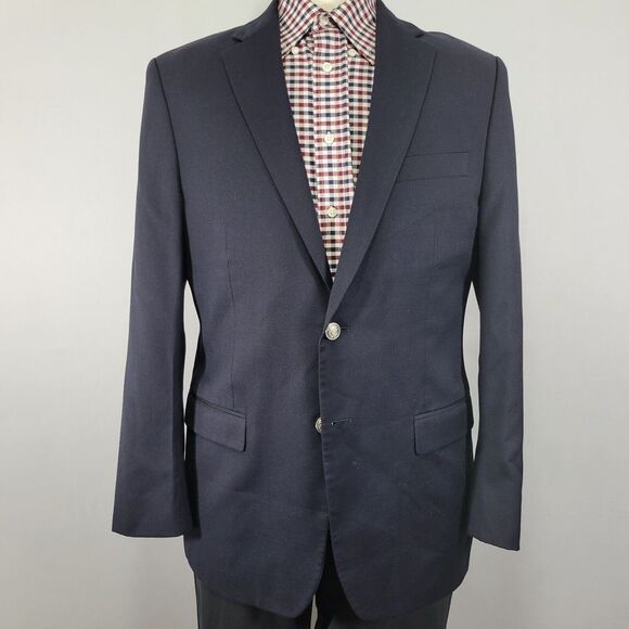 Michael Kors Men's Sport Coat‎ Blazer Two Button Deep Navy Polyester Wool 40R